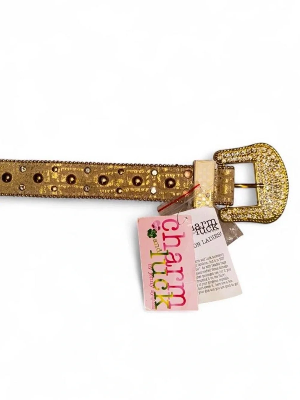 Vintage Y2K Genuine Leather Studded Belt by Charm & Luck | With Tags